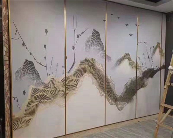 云浮水墨画移动隔断